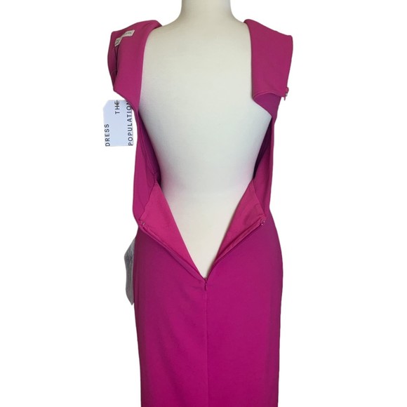 NWT Dress the Population Barbie Pink Sleeveless Slit Dress Knee Length Medium - Picture 13 of 13